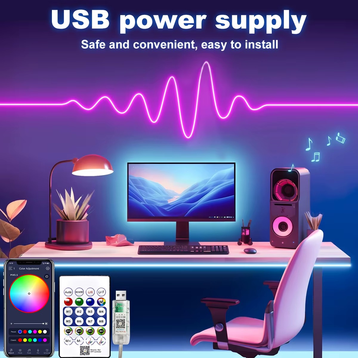 RGB Neon Light – شريط نيون ذكي بإضاءة متعددة الألوان 5م - الصورة 6